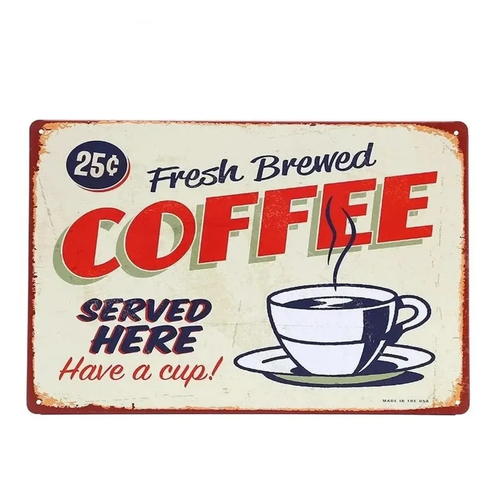 Home Bar Accessories - Plaque Metal Signs Drink Coffee Wall