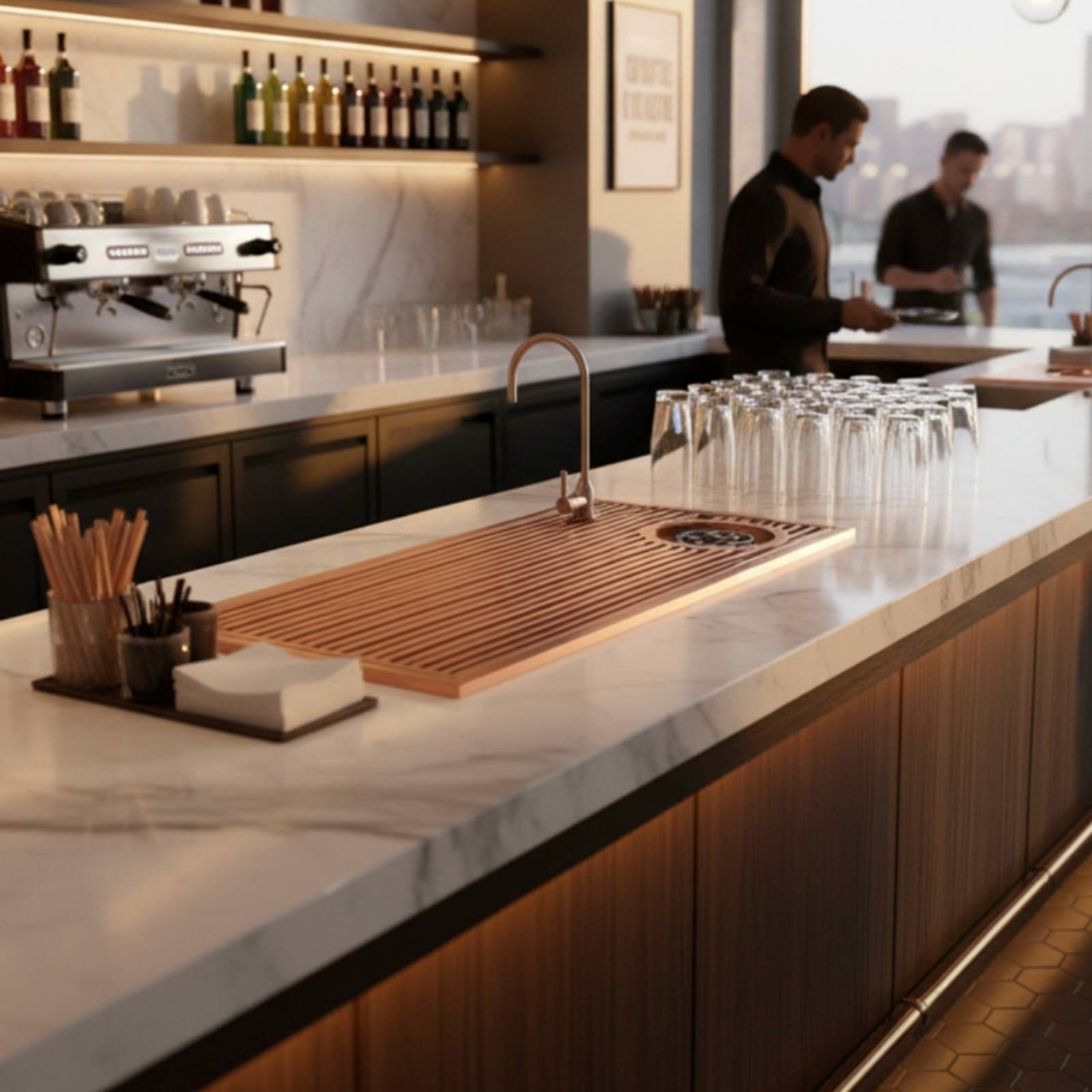 Home Barista - Draining Station with Slatted Top Built-in
