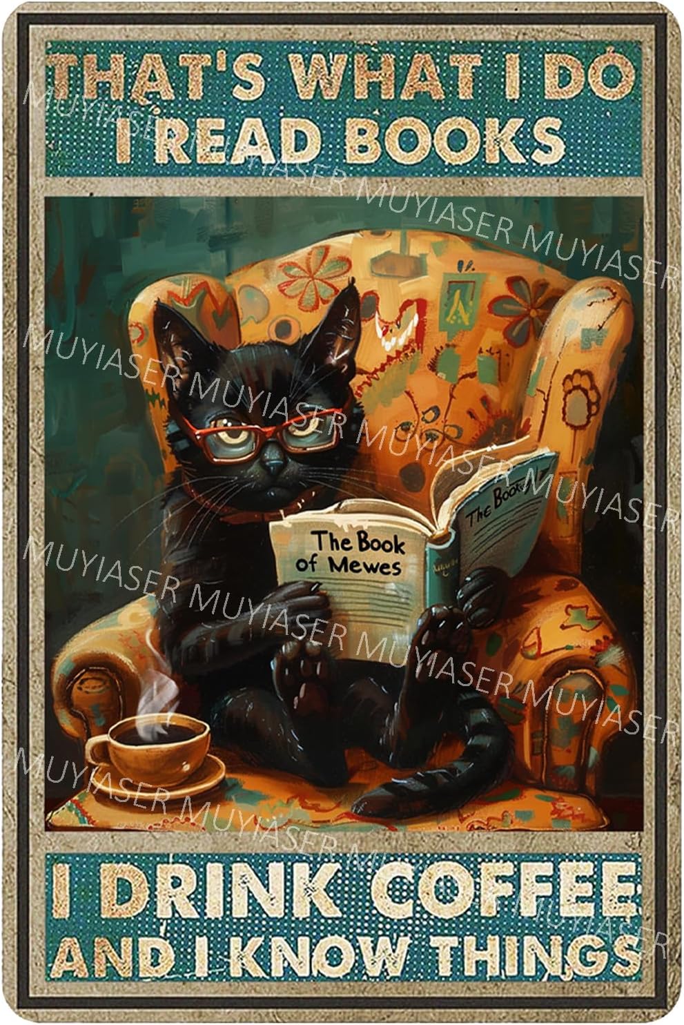 Home Bar And Coffee - Metal Tin Sign Black Cat I