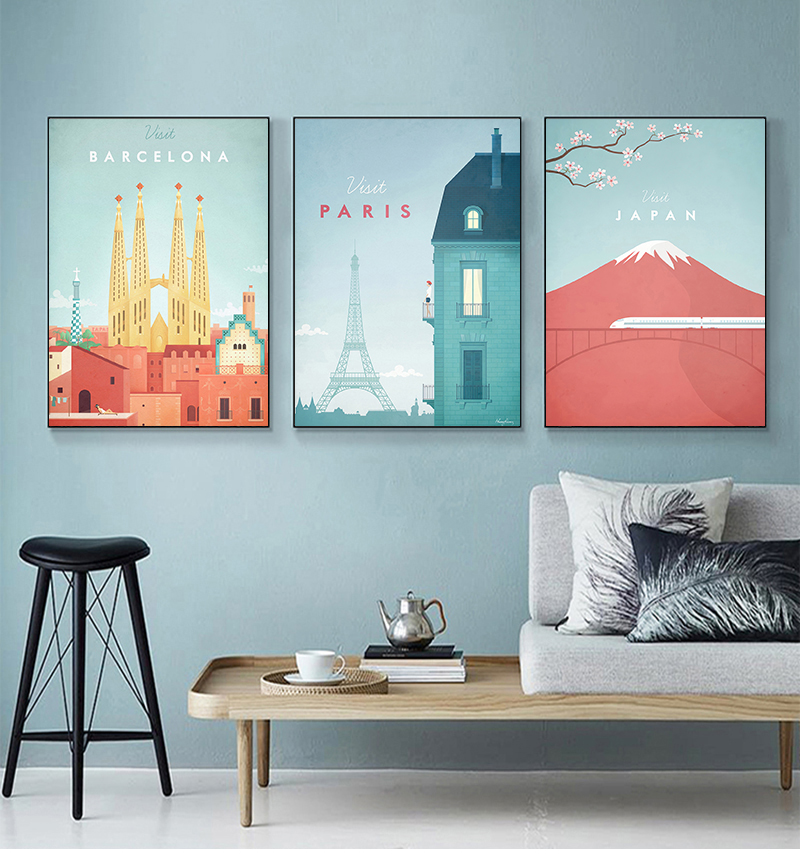 Home Barcelona - Cartoon Cute City Landscape Paris Barcelona