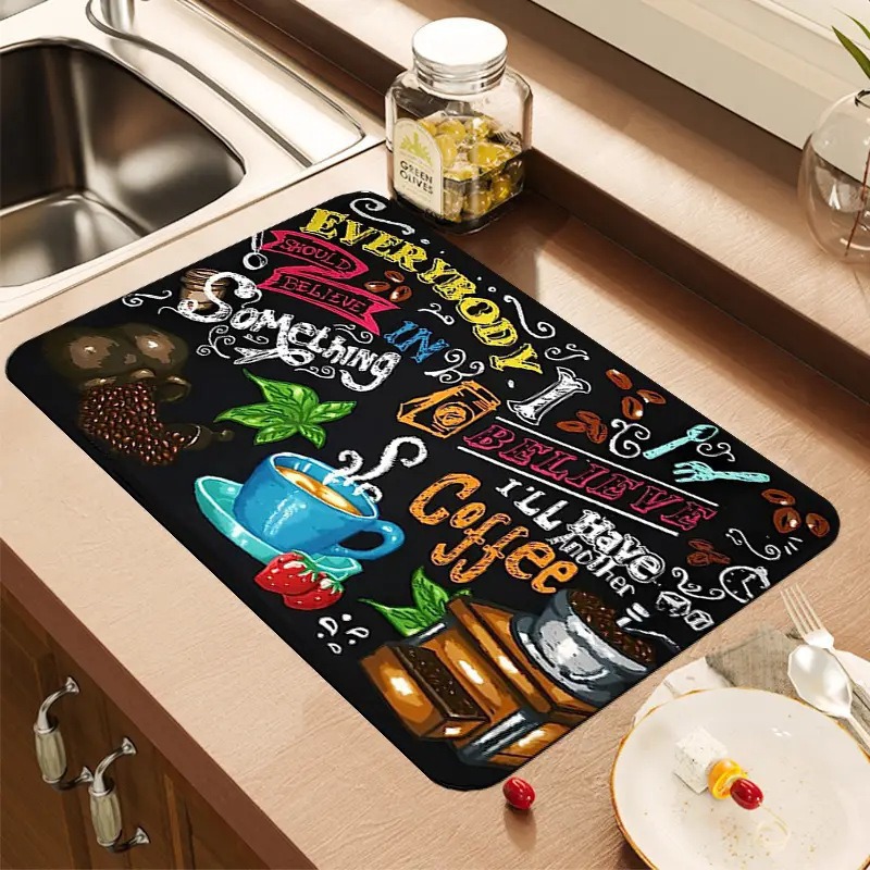 Creative Coffee Print Kitchen  - огляд і ціна Bar Mat Rubber