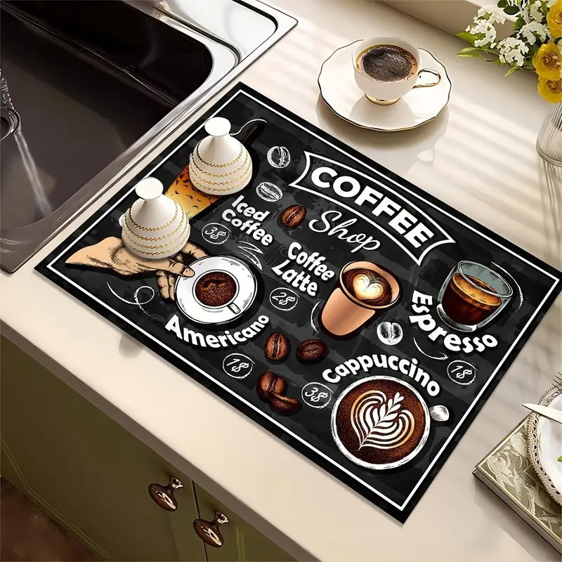 Creative Coffee Print Kitchen  - огляд і ціна Bar Mat Rubber