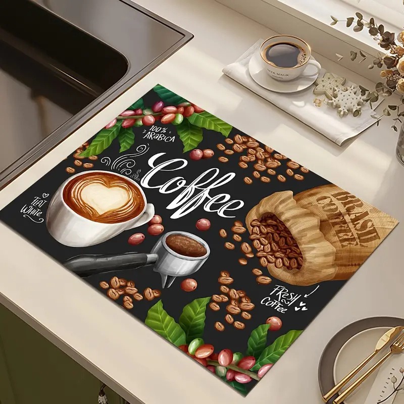 Creative Coffee Print Kitchen  - огляд і ціна Bar Mat Rubber
