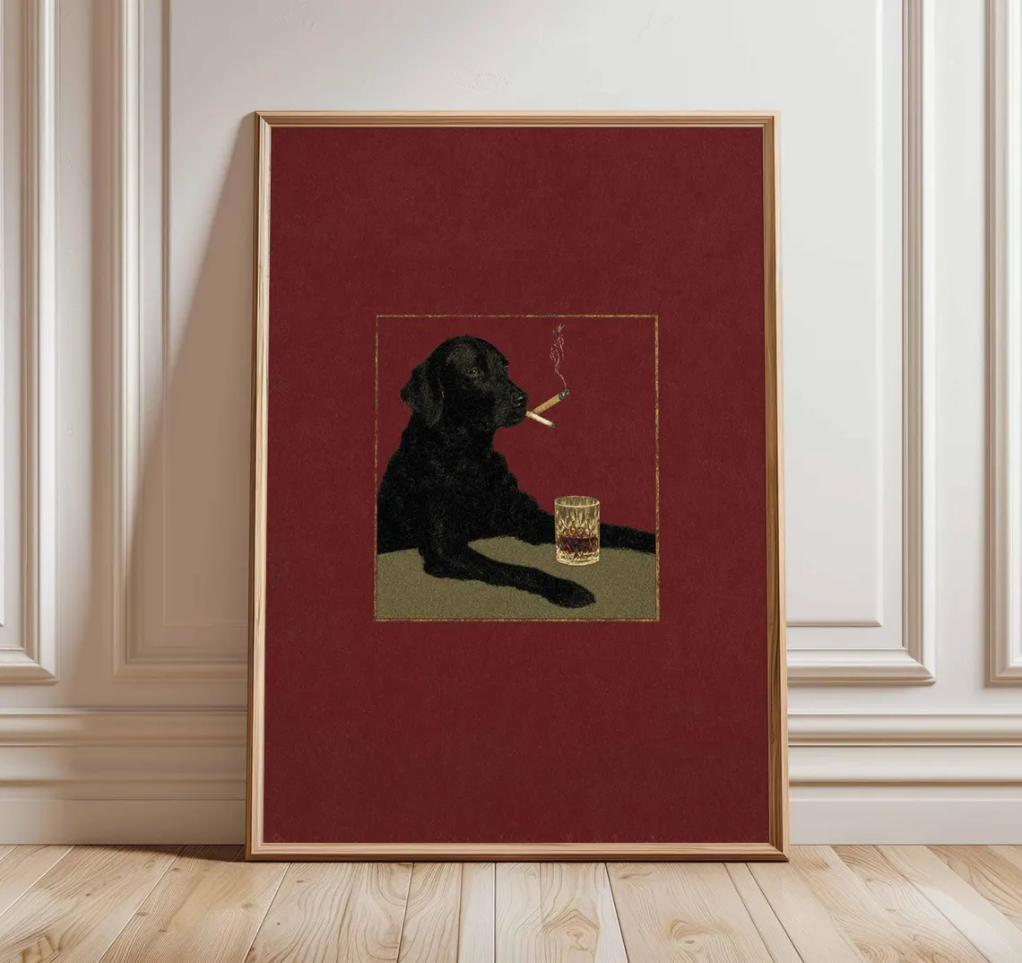Smoking Dog Poster, Retro Funn - огляд і ціна Home Bar Lounge