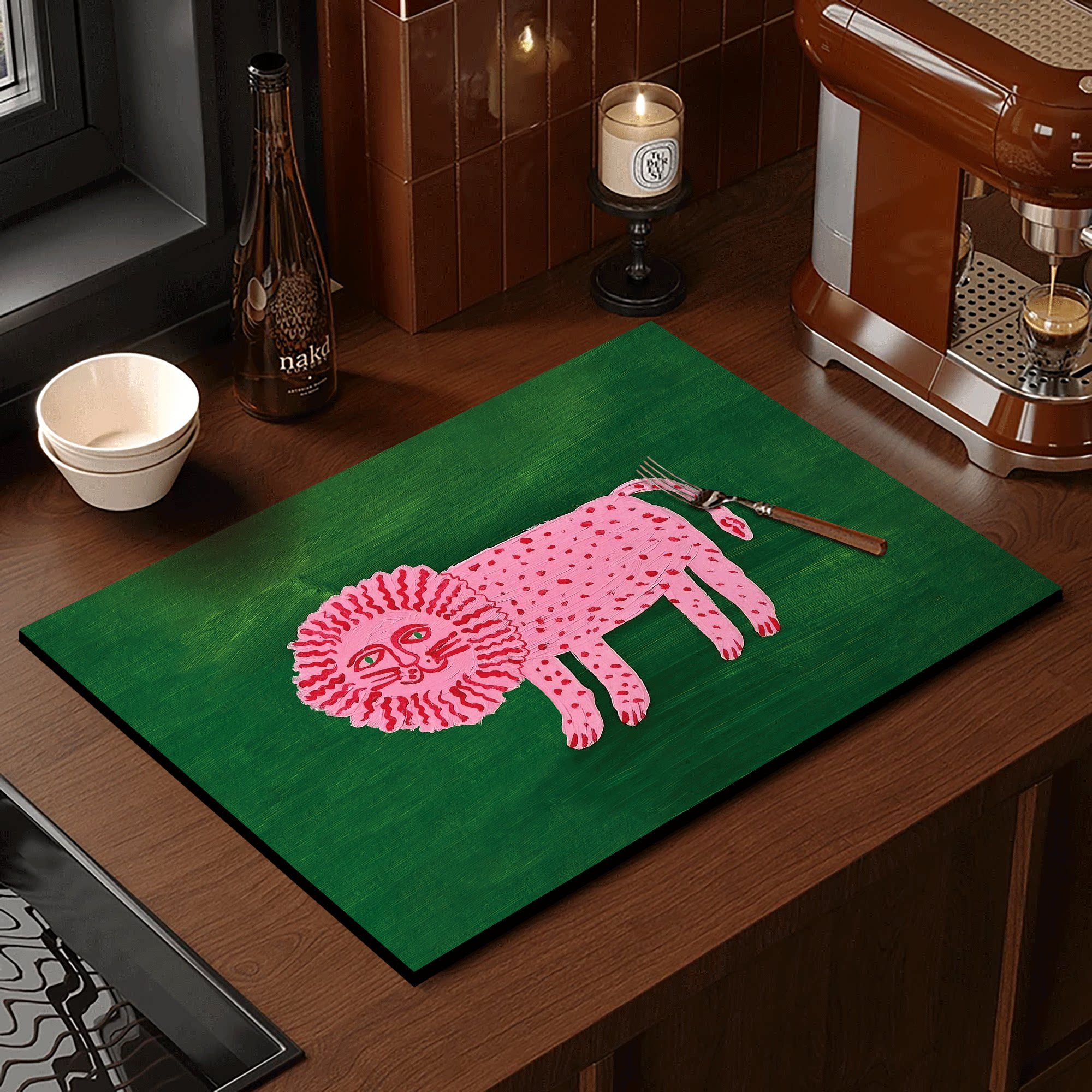 VIKAMA Artistic Lion Print Cof - огляд і ціна Bar Mat Rubber
