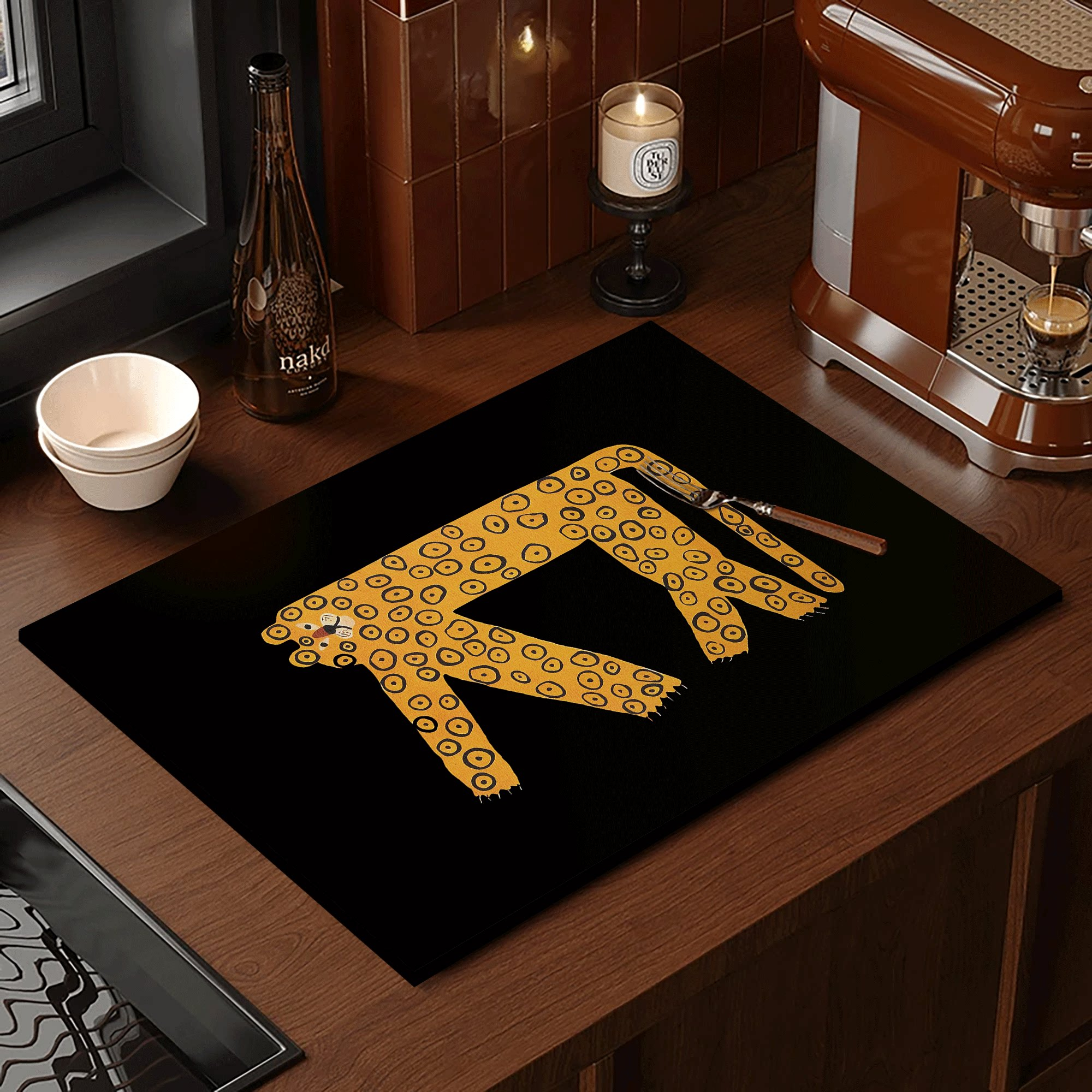 VIKAMA Artistic Lion Print Cof - огляд і ціна Bar Mat Rubber