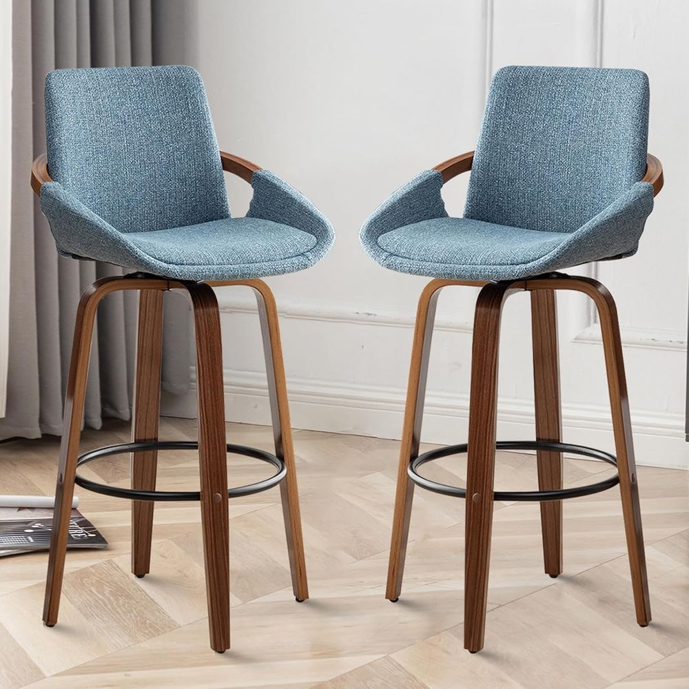 Set of 2 Charcoal Blue Linen U - огляд і ціна Home Bar And Counter