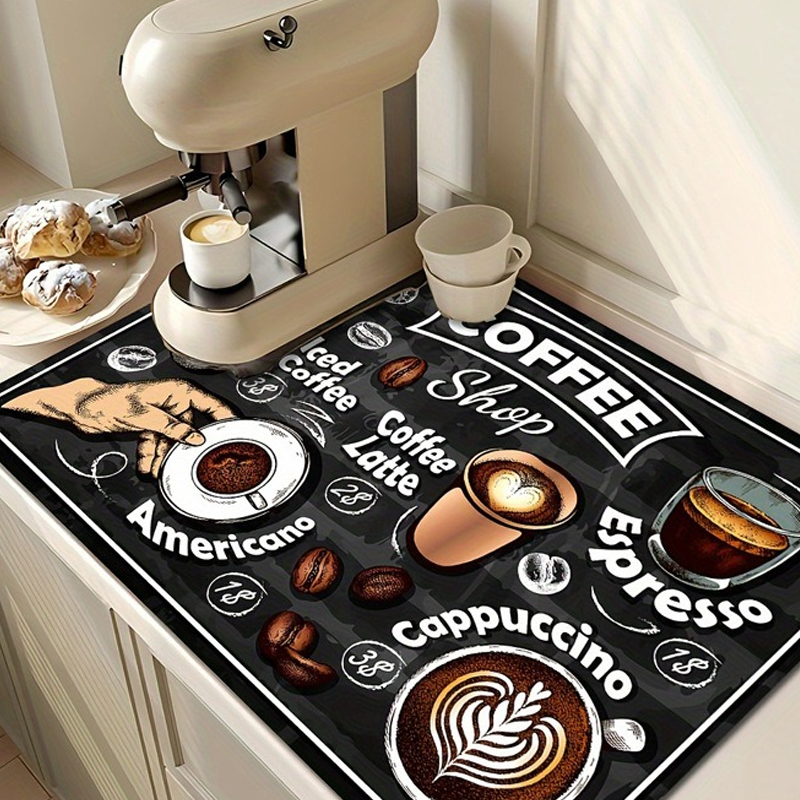 Coffee Print Kitchen Drying Ma - огляд і ціна Bar Mat Rubber