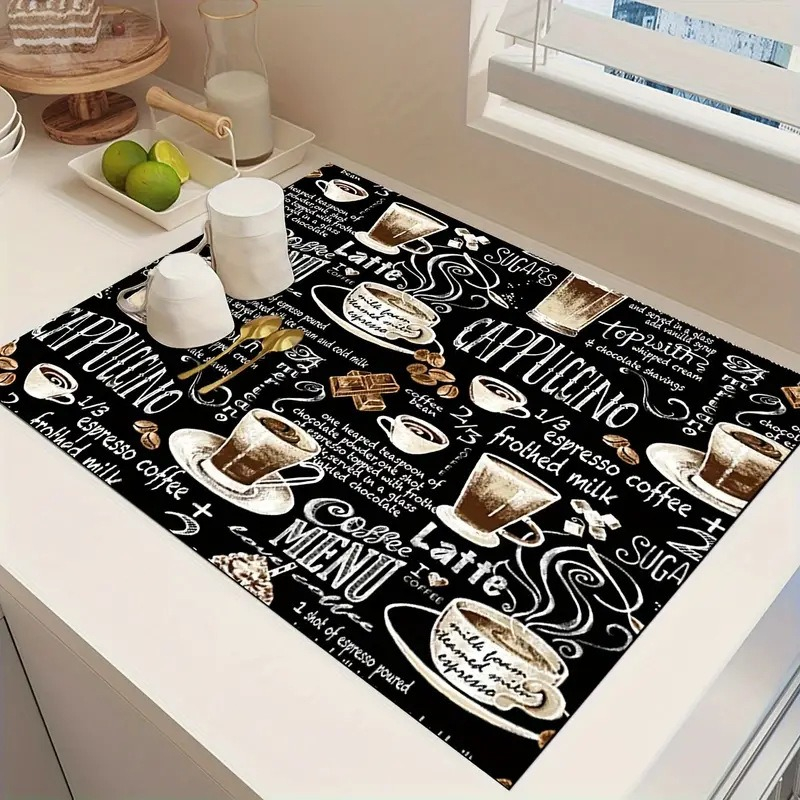 Coffee Print Kitchen Drying Ma - огляд і ціна Bar Mat Rubber