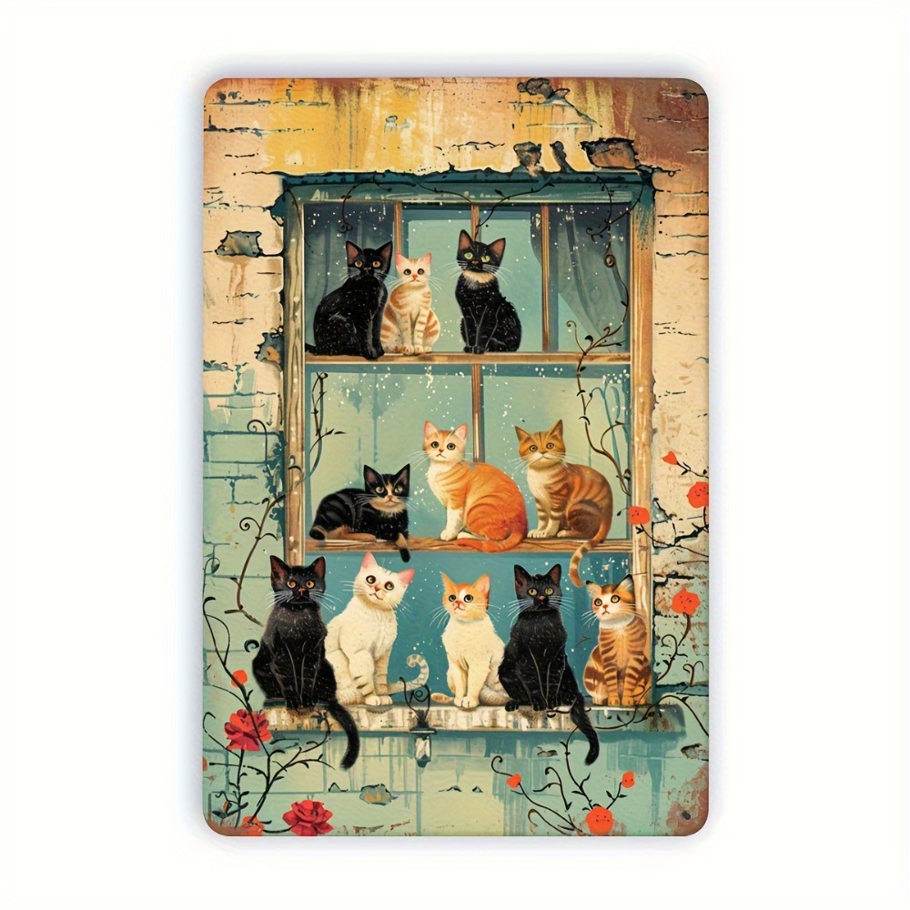 Vintage Cats Window Metal Sign - огляд і ціна Home Bar Accessories