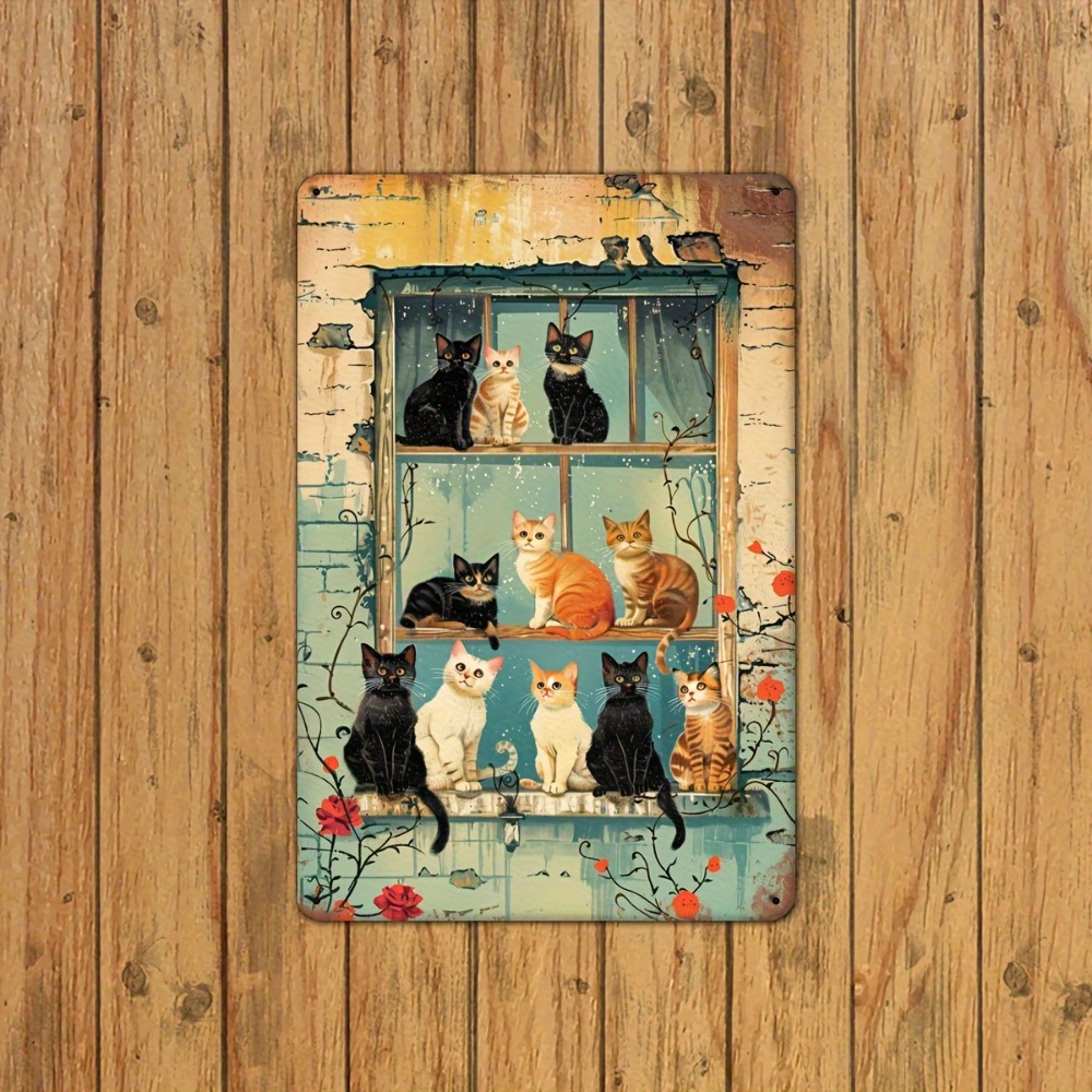 Vintage Cats Window Metal Sign - огляд і ціна Home Bar Accessories