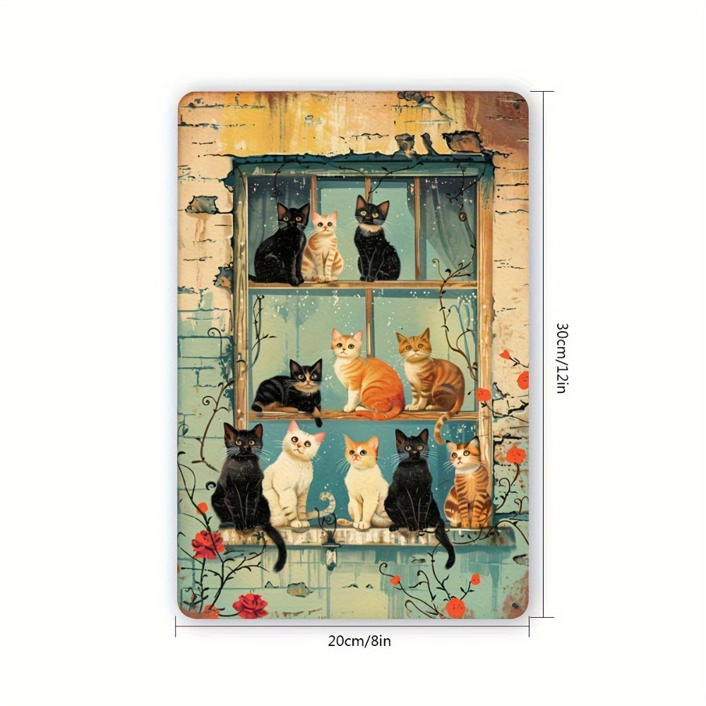 Vintage Cats Window Metal Sign - огляд і ціна Home Bar Accessories