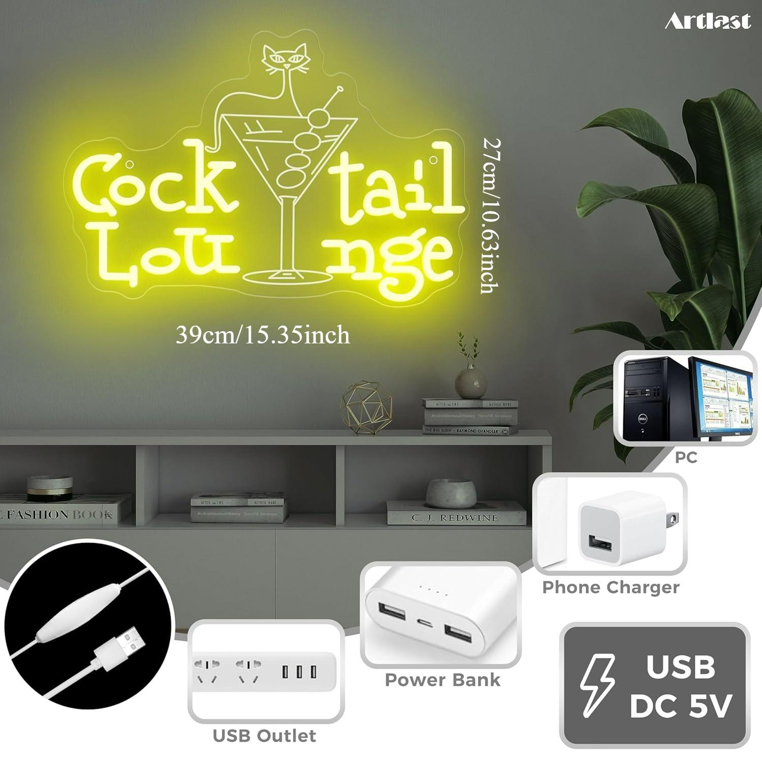 Cocktail Lounge Neon Sign Dimm - огляд і ціна Home Bar Lounge